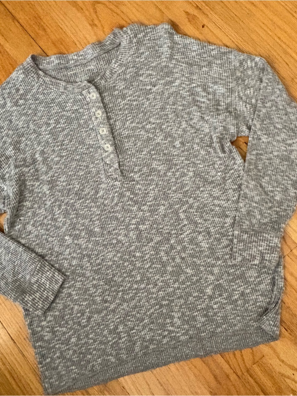 American Eagle Outfitters Gray Marled Henley Sweater